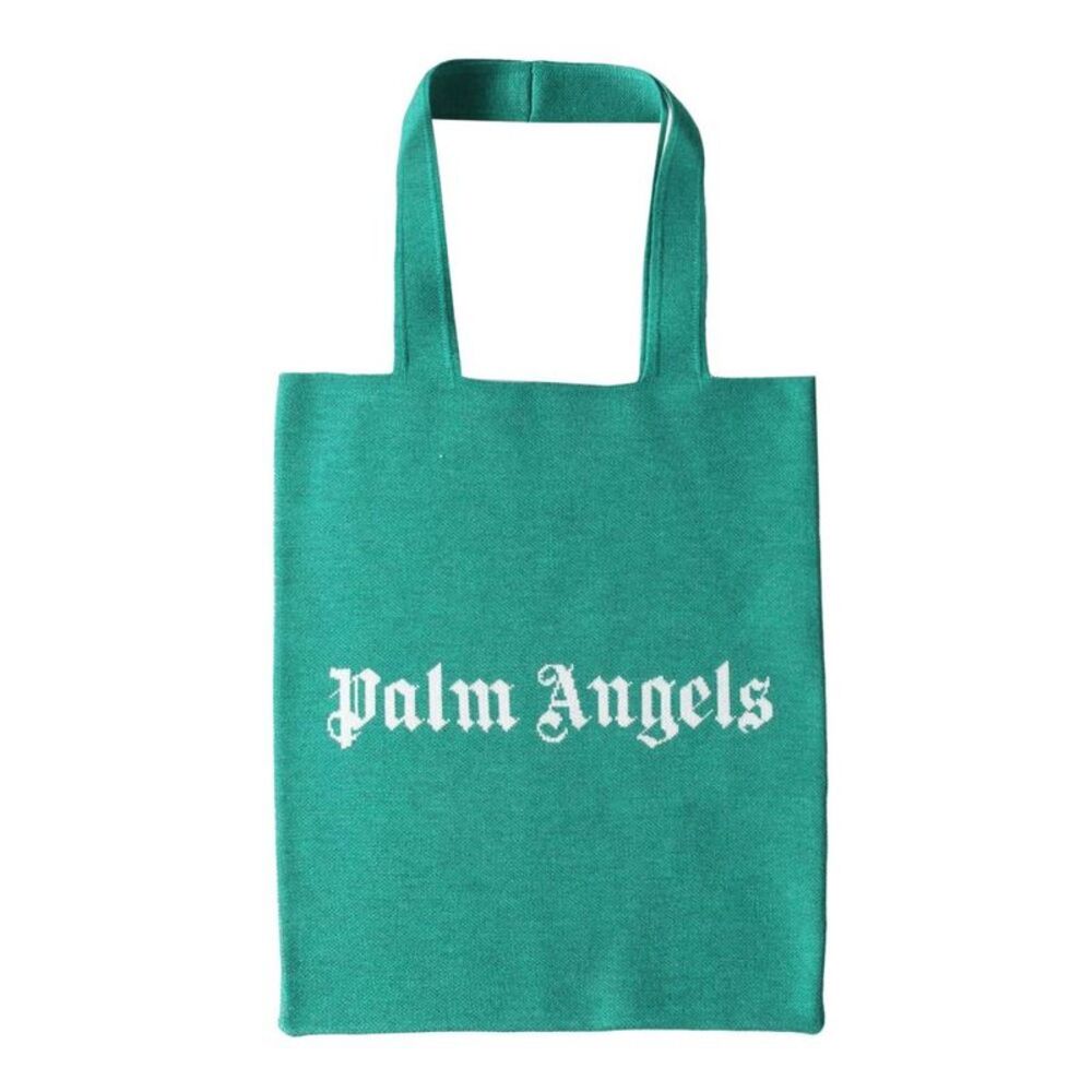 PALM ANGELS Logo Knit Tote Bag Men GREEN Handbags